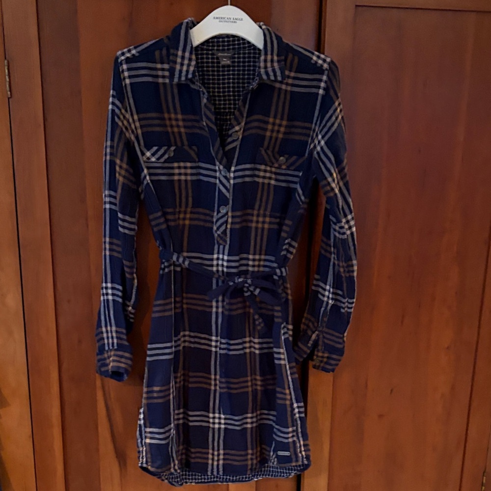 Plaid Navy Shirt Dress